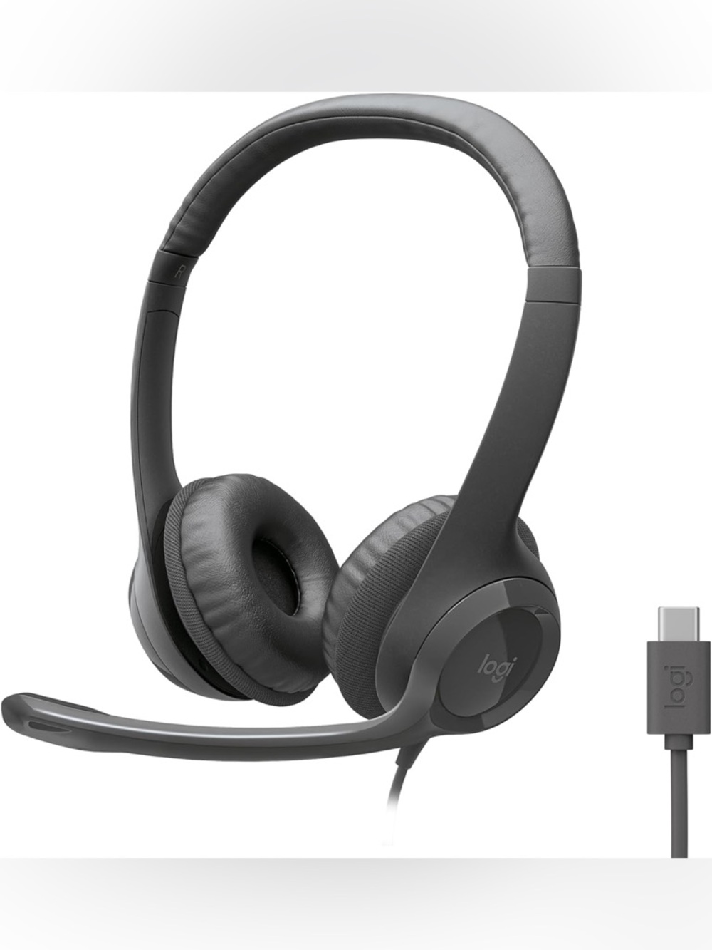 Logitech H391 Black Wired On-Ear Headset with Inline Controls - EUC